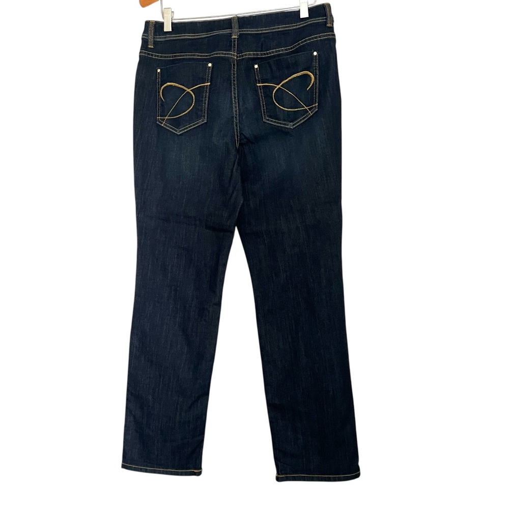 Chico's Platinum Dark Indigo Straight Leg Jeans C202 - Picture 3 of 6